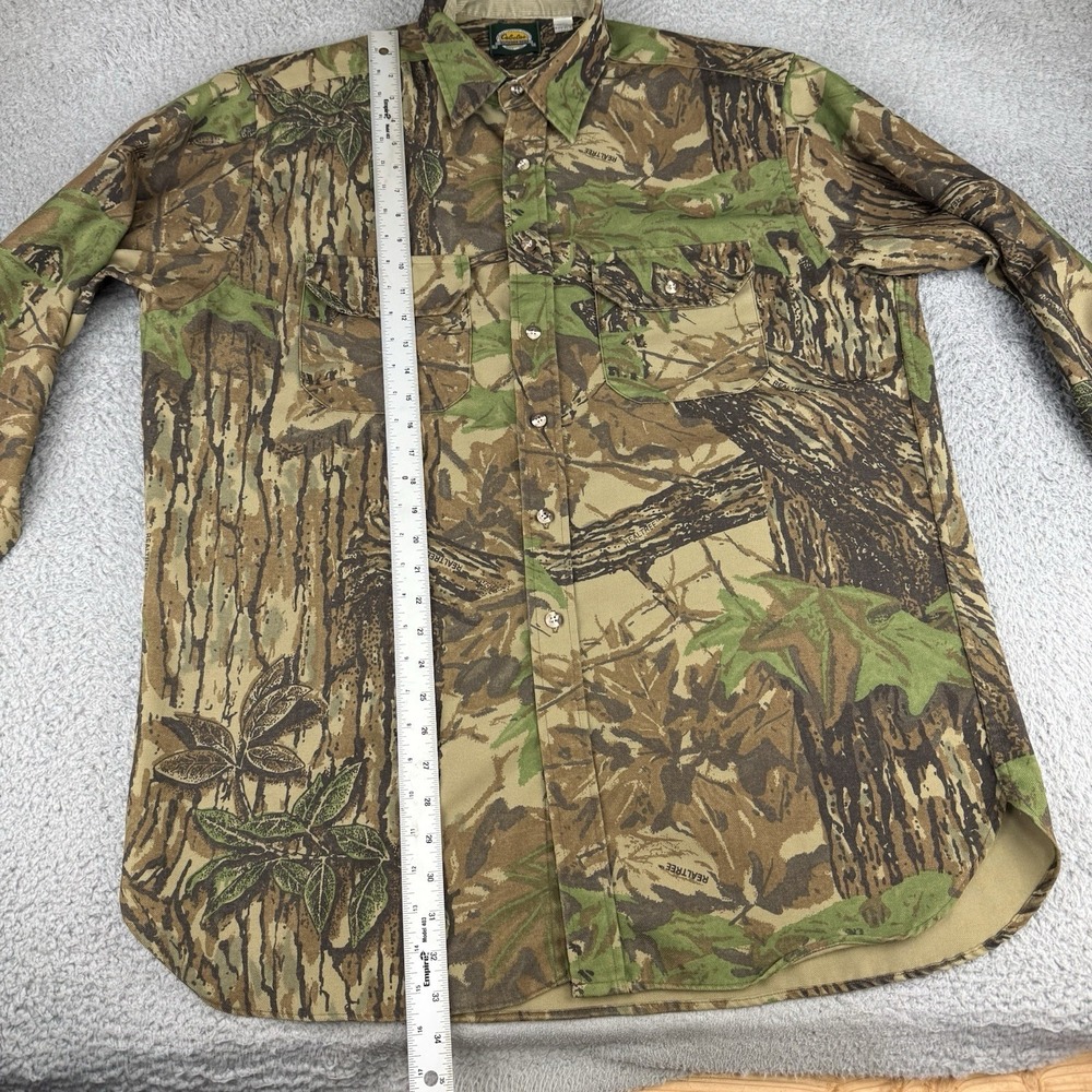 Cabelas Shirt Mens XL Realtree Camo Heavyweight Long Sleeve Button Up USA Vtg‎ - Picture 8 of 10